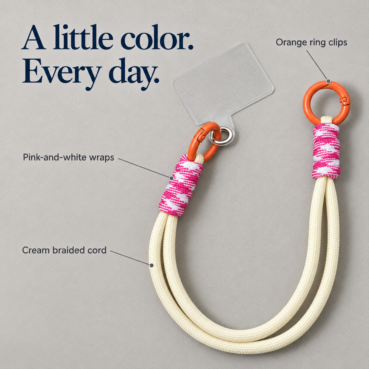 Pink Twist | Cream Phone Wrist Strap