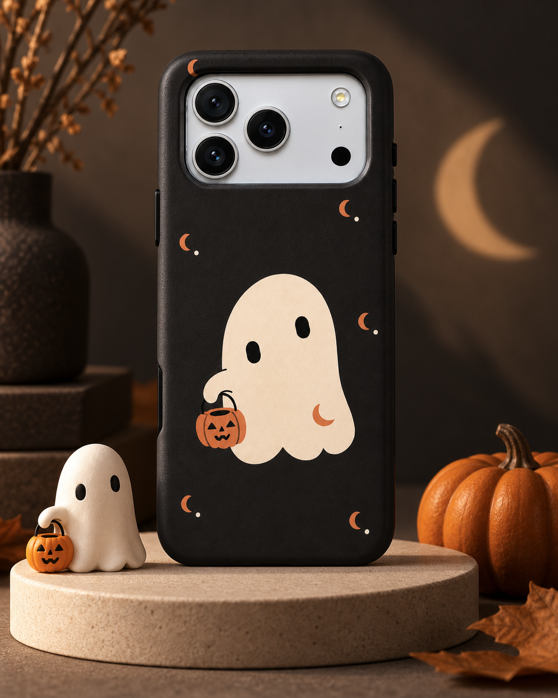 Moonlit Treat | Ghost & Pumpkin Phone Case