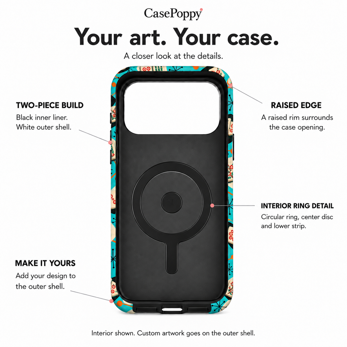 Turquoise scattered mahjong tile phone case, view 11