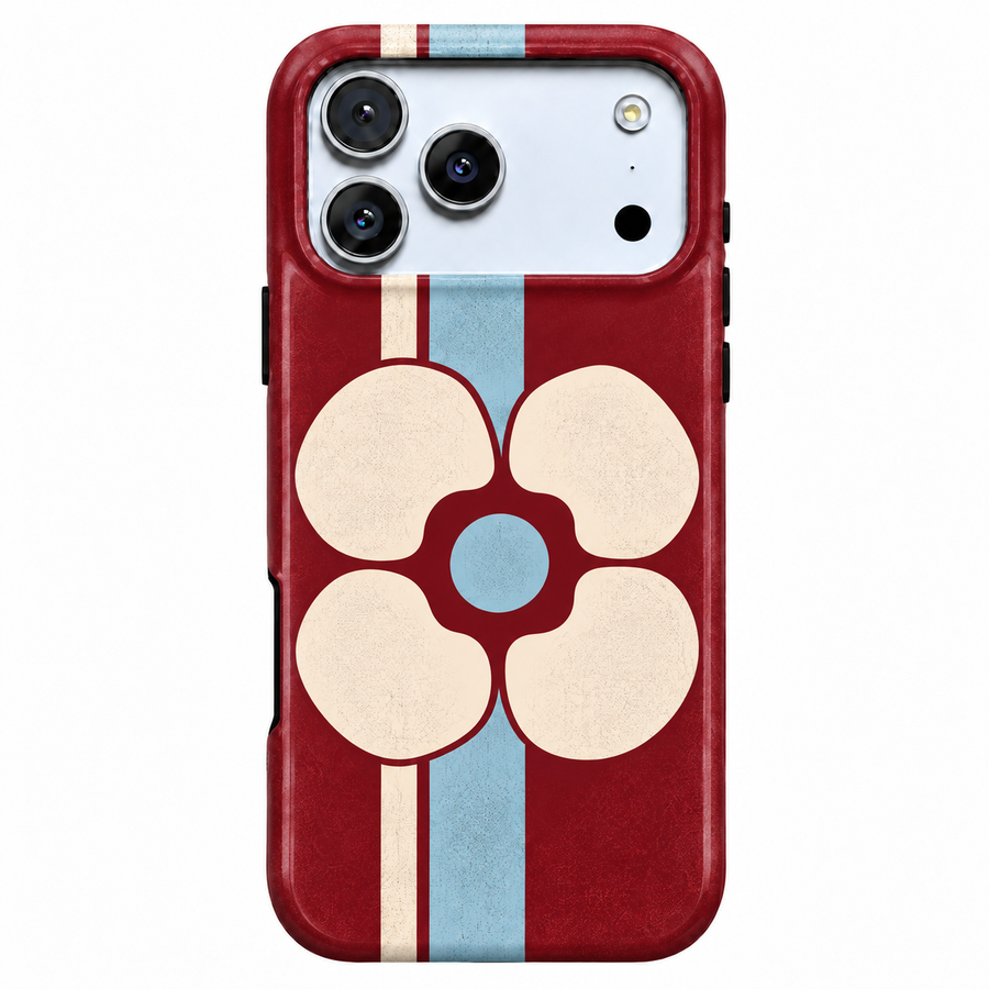 Cabernet Bloom | Retro Floral Stripe Phone Case