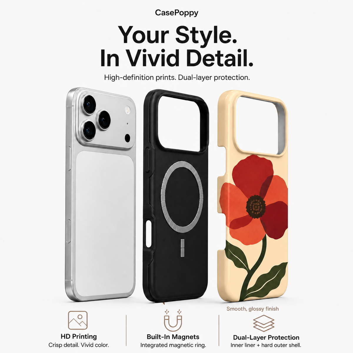Poppy Flame | Red Floral Phone Case