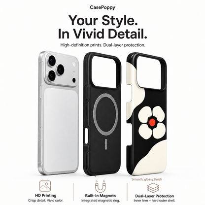 Noir Poppy | Minimal Floral Phone Case