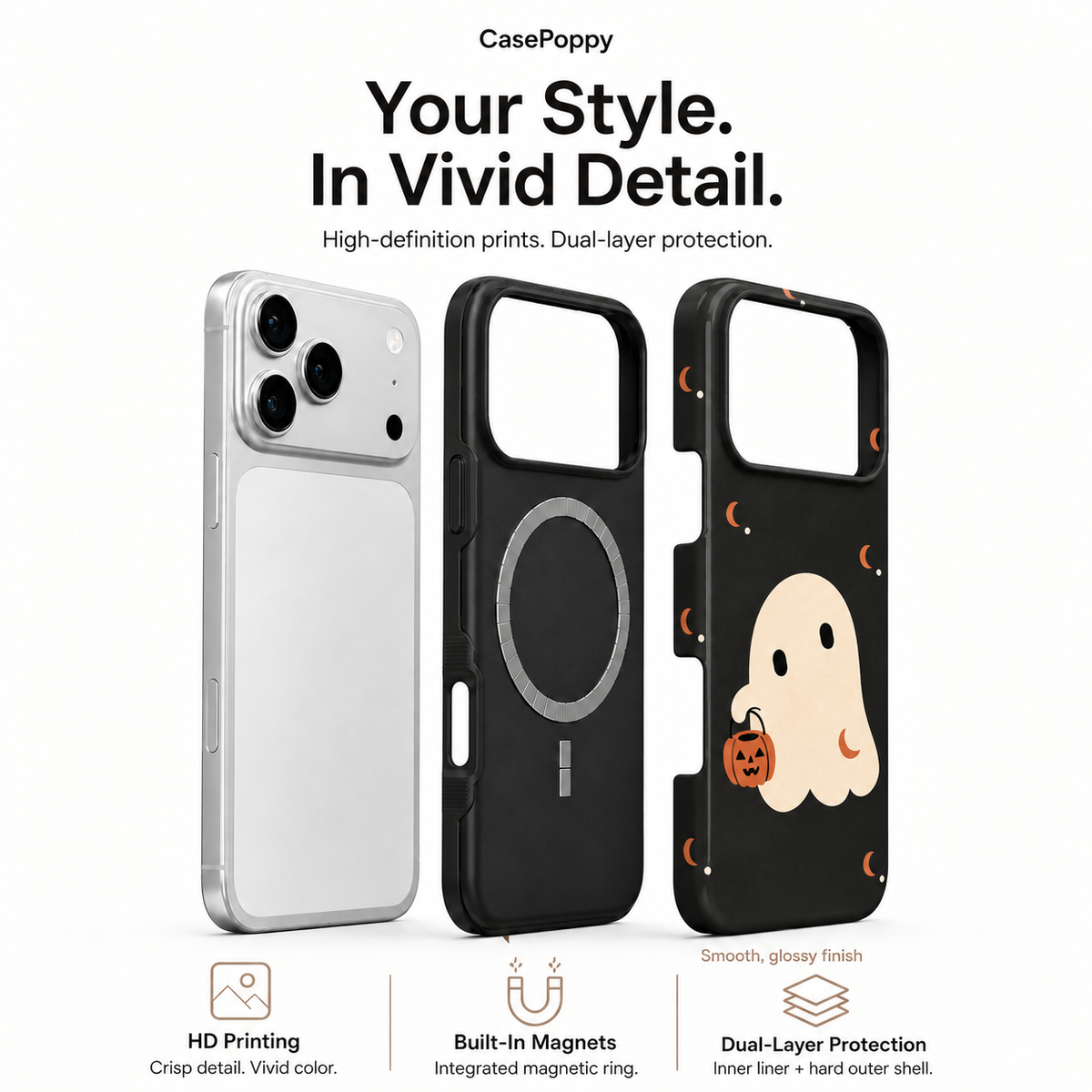 Moonlit Treat | Ghost & Pumpkin Phone Case