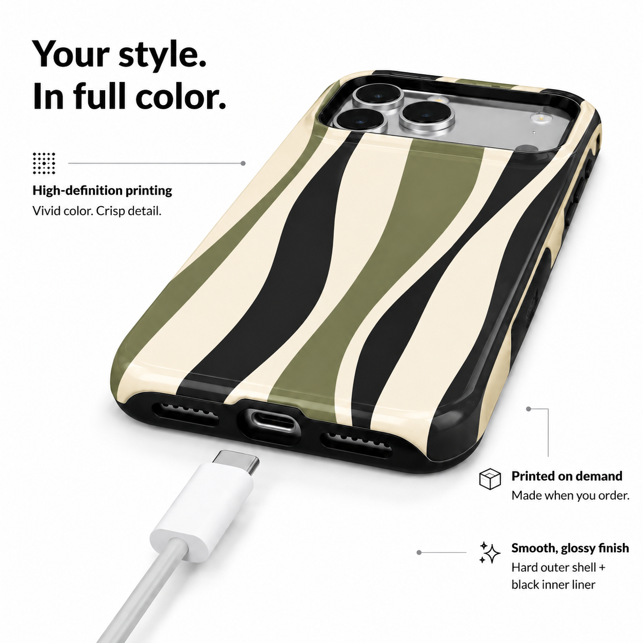 Olive Current | Olive Wavy Stripe Phone Case