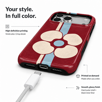 Cabernet Bloom | Retro Floral Stripe Phone Case