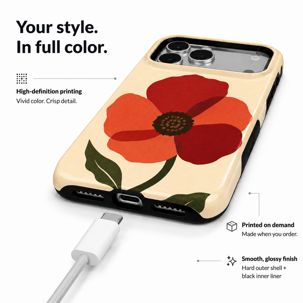 Poppy Flame | Red Floral Phone Case