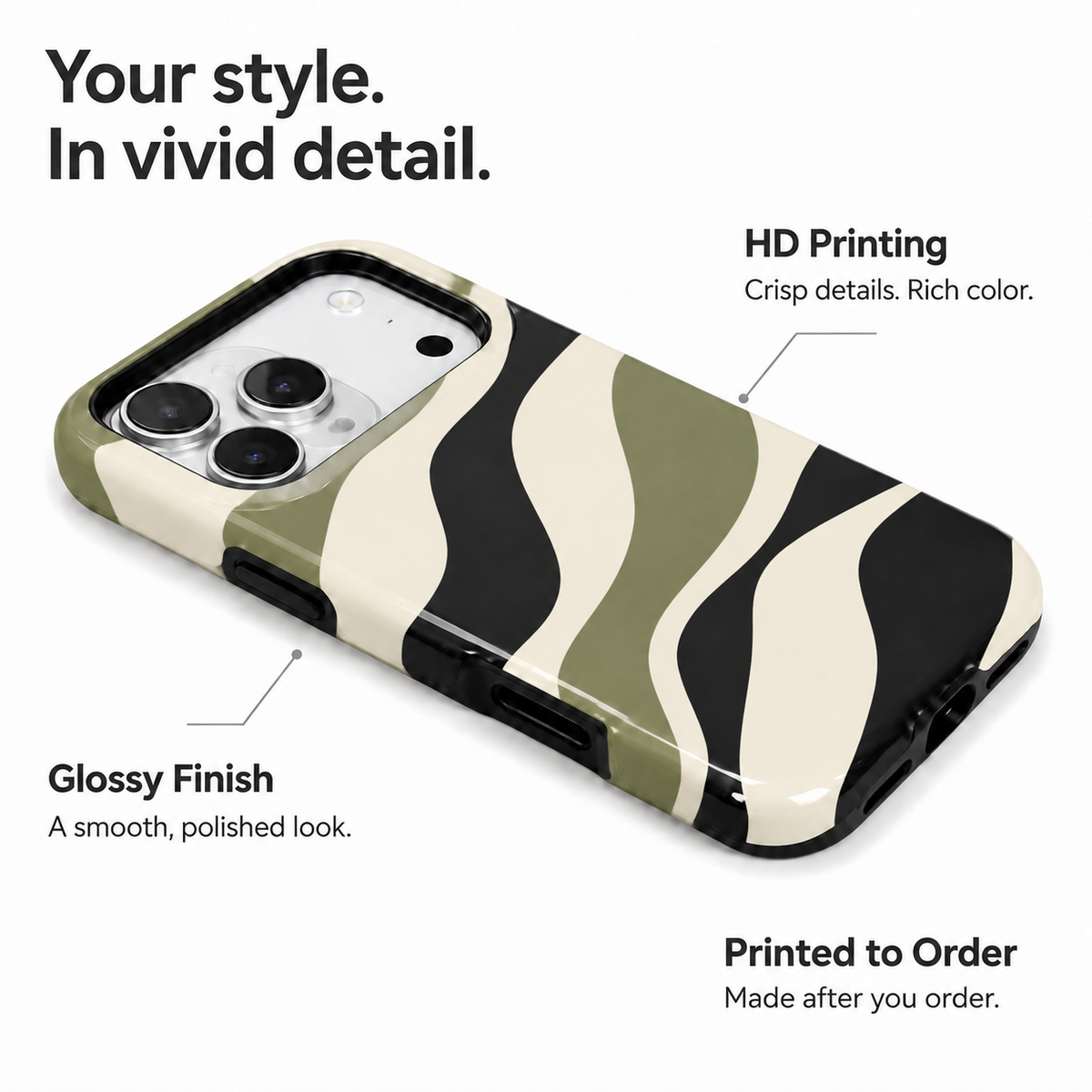 Olive Current | Olive Wavy Stripe Phone Case