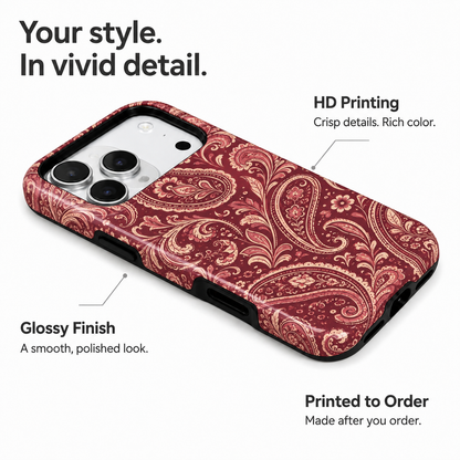 Merlot Paisley | Burgundy Botanical Phone Case