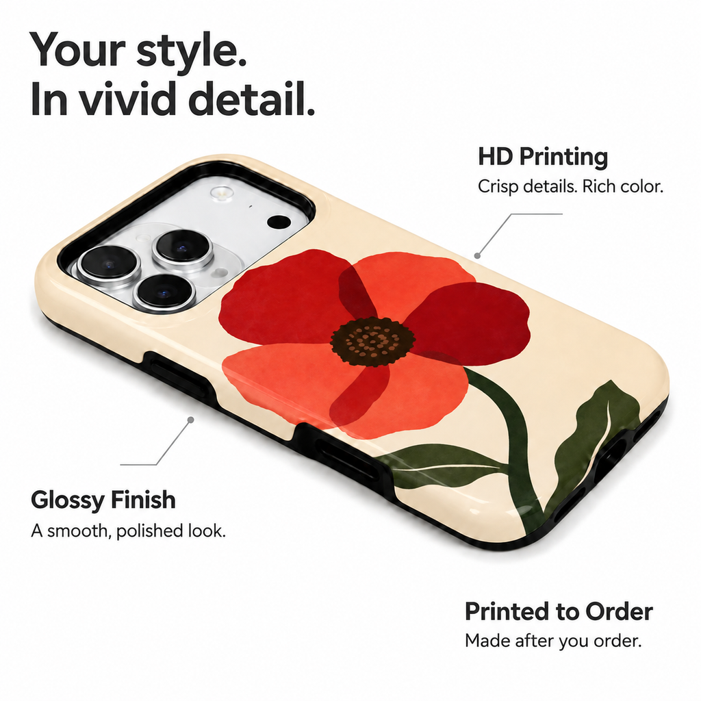 Poppy Flame | Red Floral Phone Case