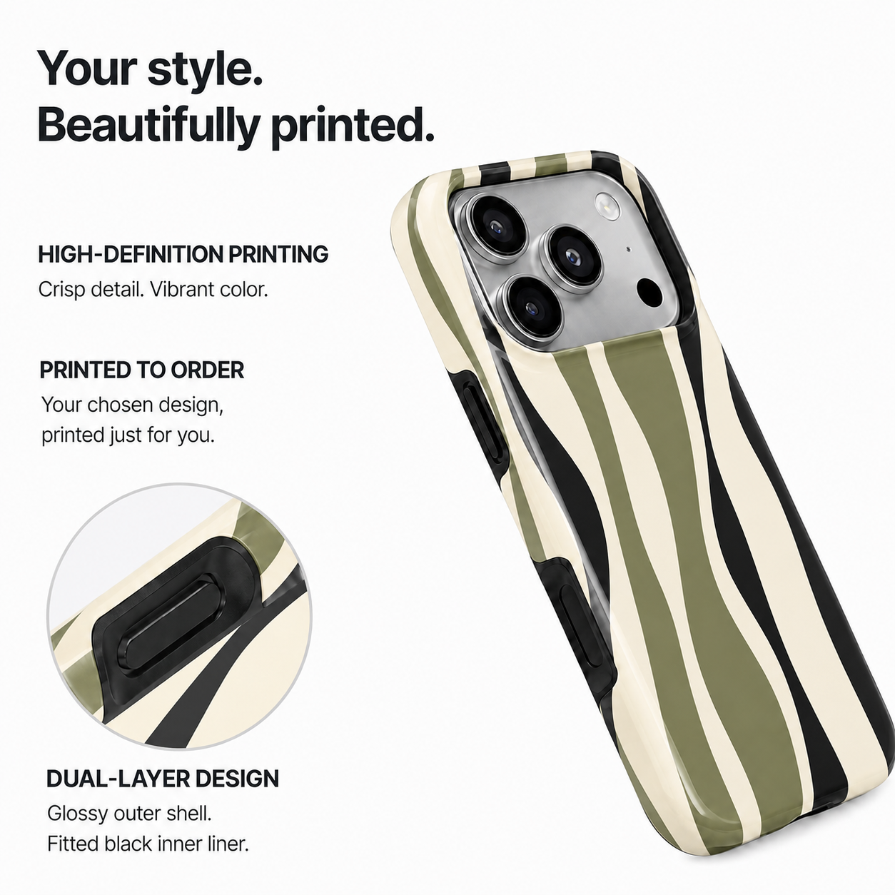 Olive Current | Olive Wavy Stripe Phone Case