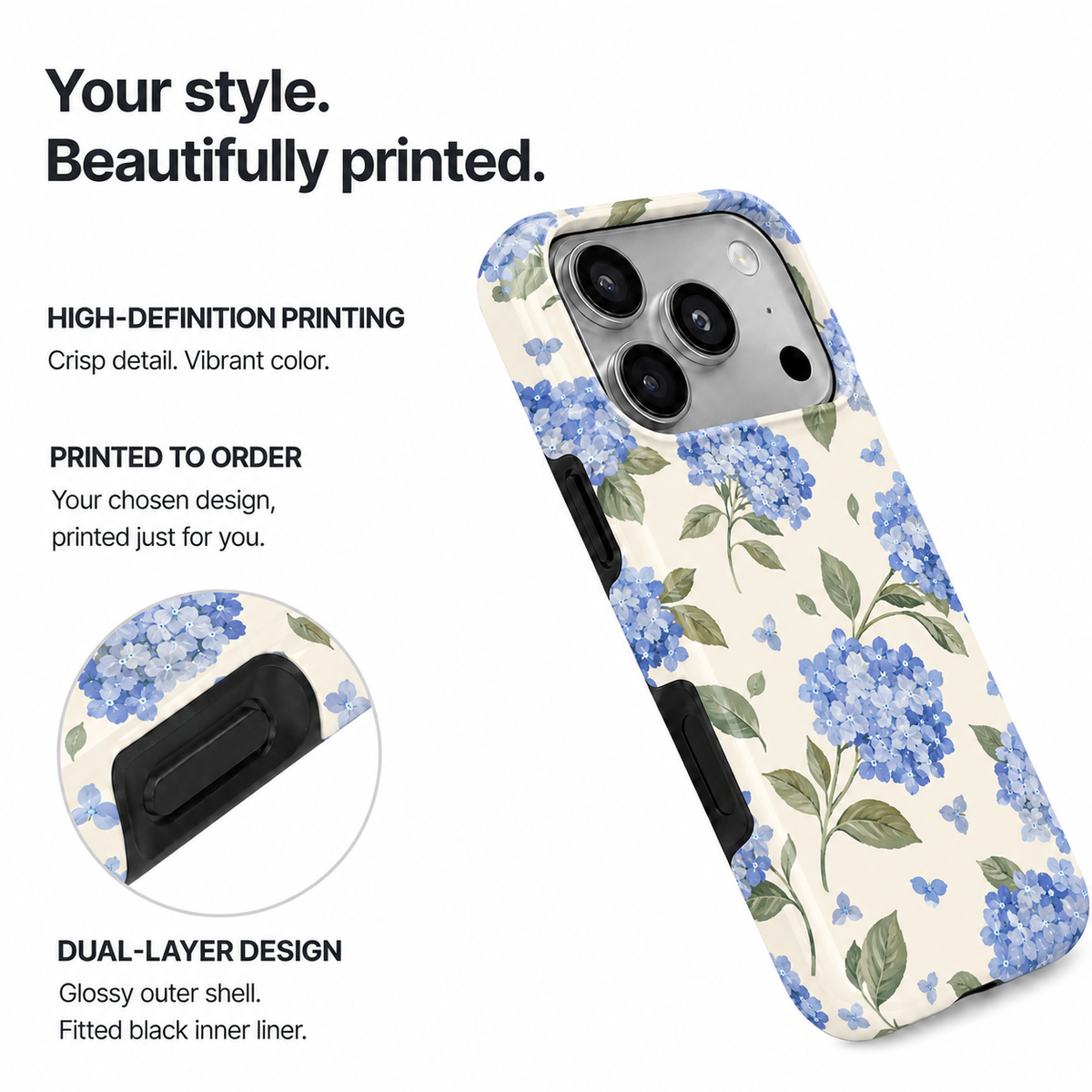 Blue Reverie | Watercolor Hydrangea Phone Case