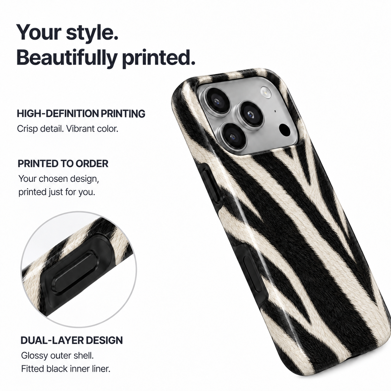 Wild Current | Black & Ivory Zebra Phone Case