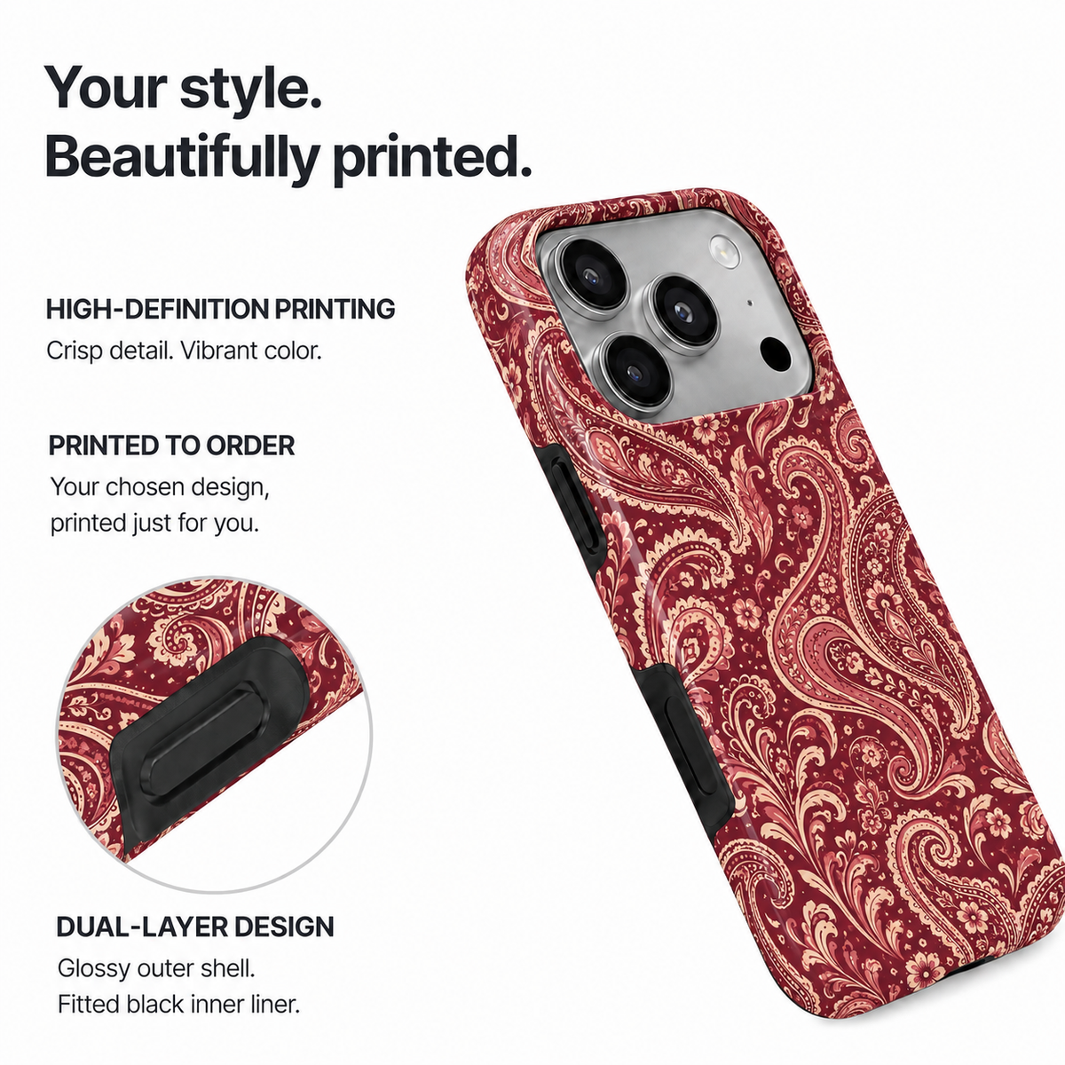 Merlot Paisley | Burgundy Botanical Phone Case