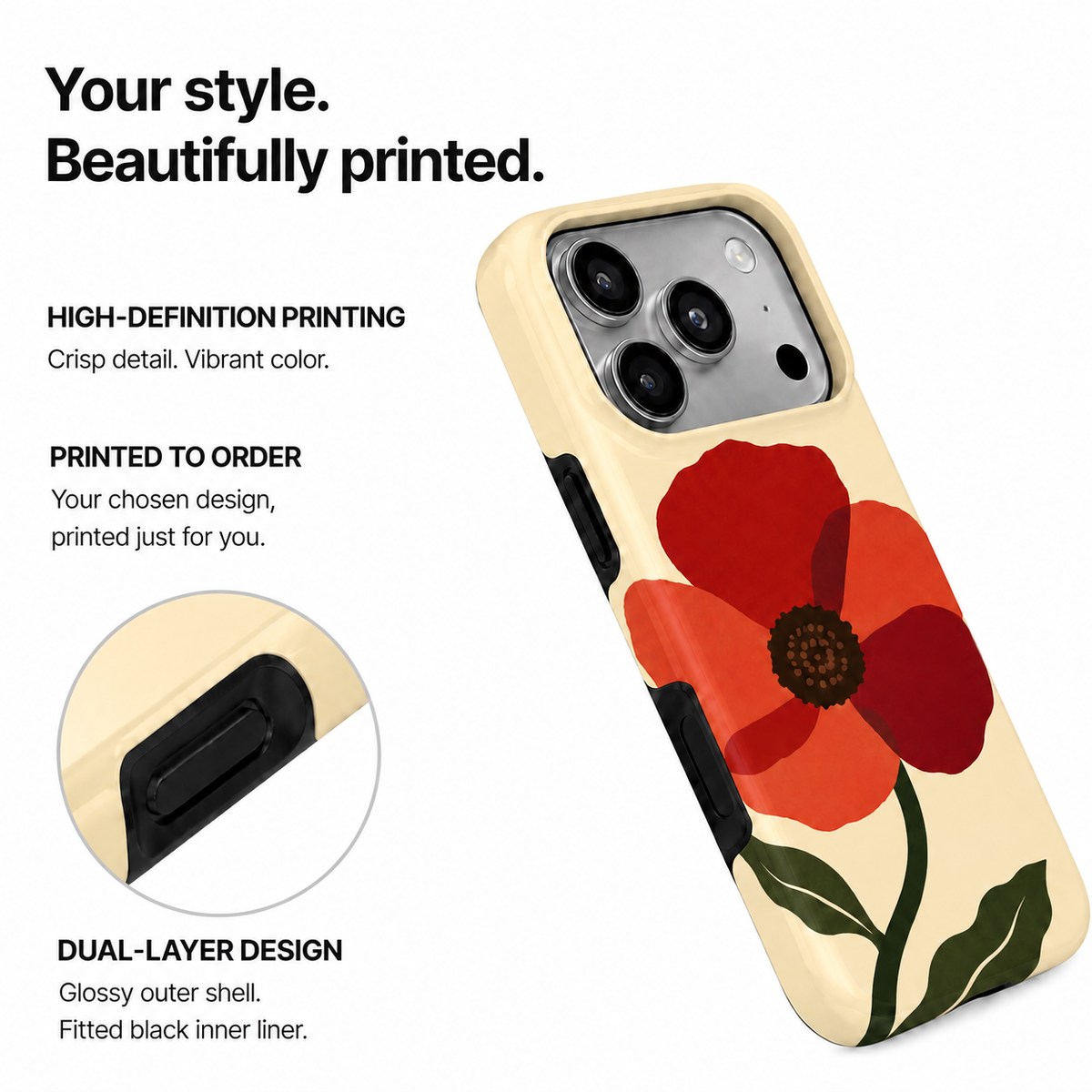 Poppy Flame | Red Floral Phone Case