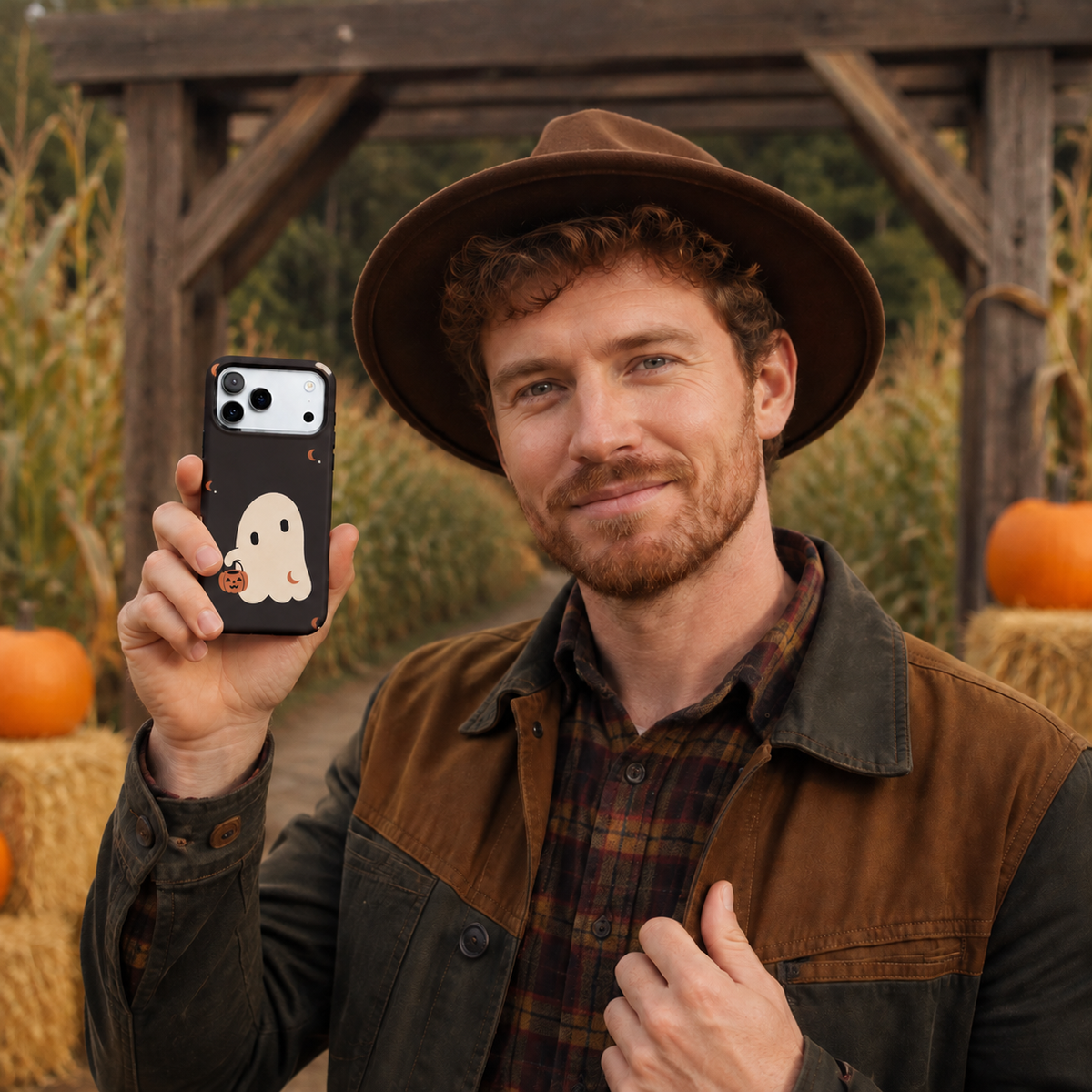 Moonlit Treat | Ghost & Pumpkin Phone Case
