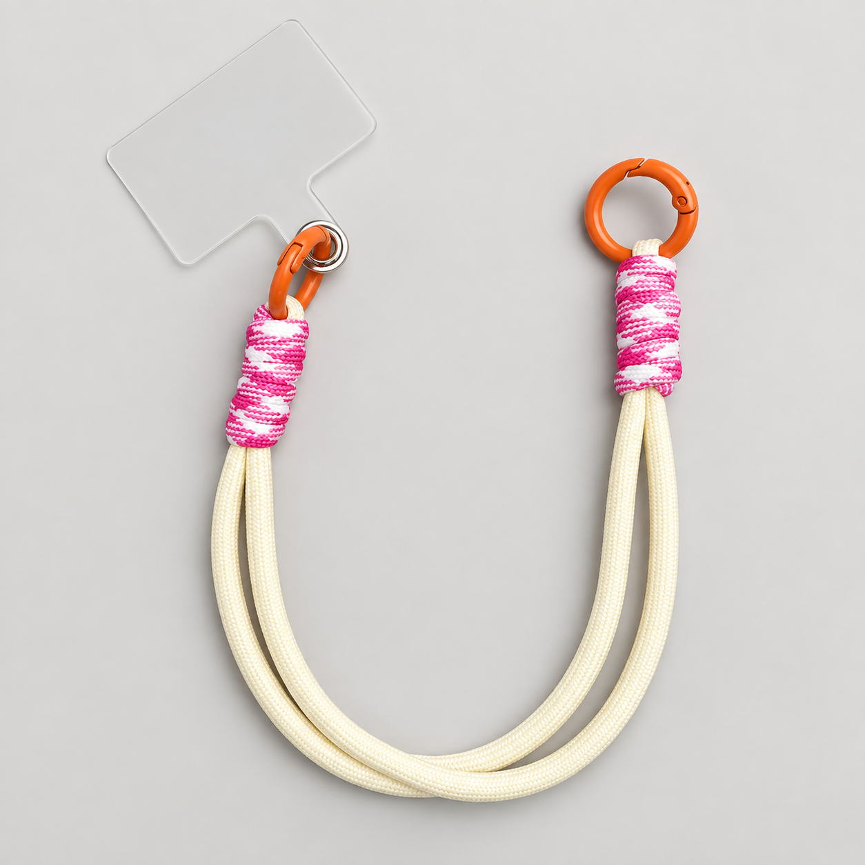Pink Twist | Cream Phone Wrist Strap
