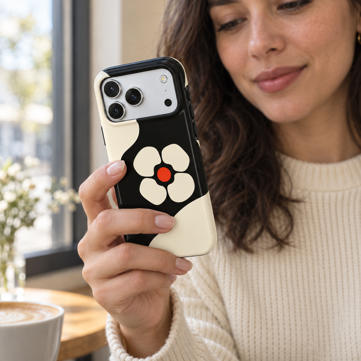 Noir Poppy | Minimal Floral Phone Case
