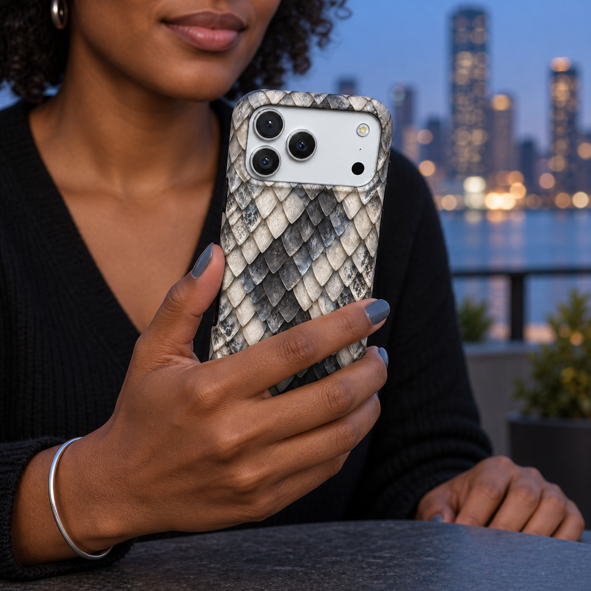 Silver Plume | Layered Scale Phone Case