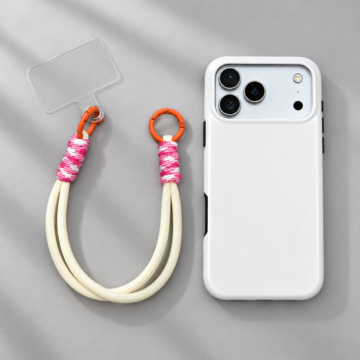 Pink Twist | Cream Phone Wrist Strap