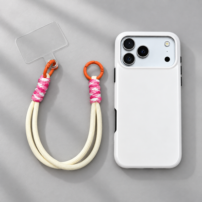 Pink Twist | Cream Phone Wrist Strap