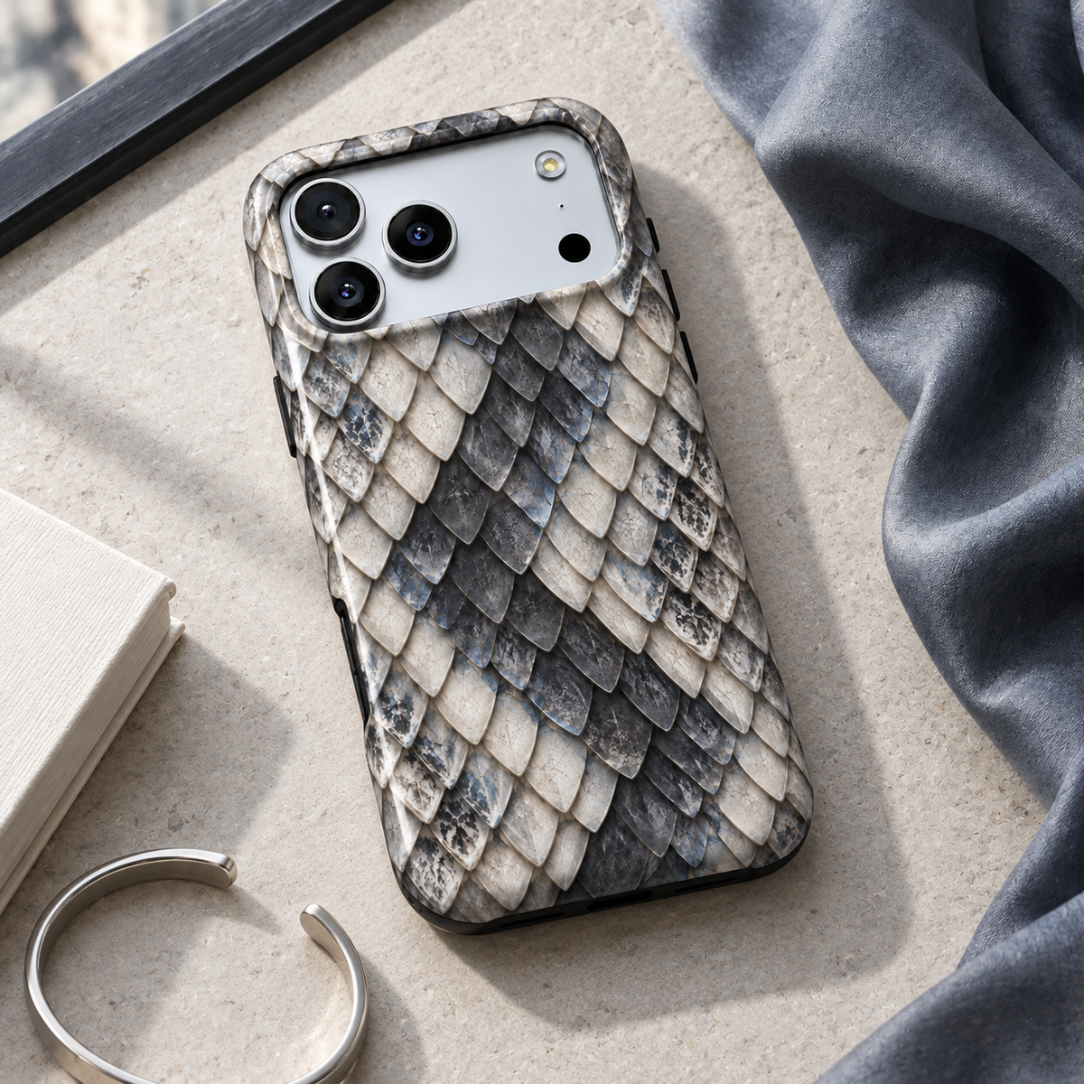 Silver Plume | Layered Scale Phone Case