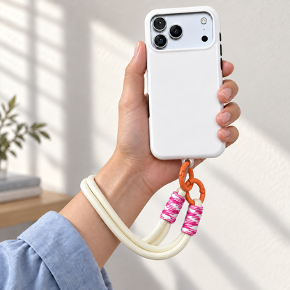 Pink Twist | Cream Phone Wrist Strap