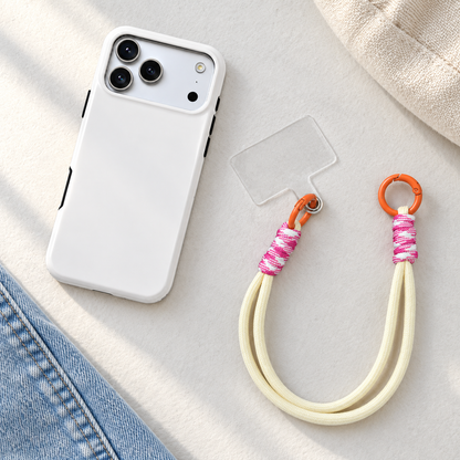 Pink Twist | Cream Phone Wrist Strap