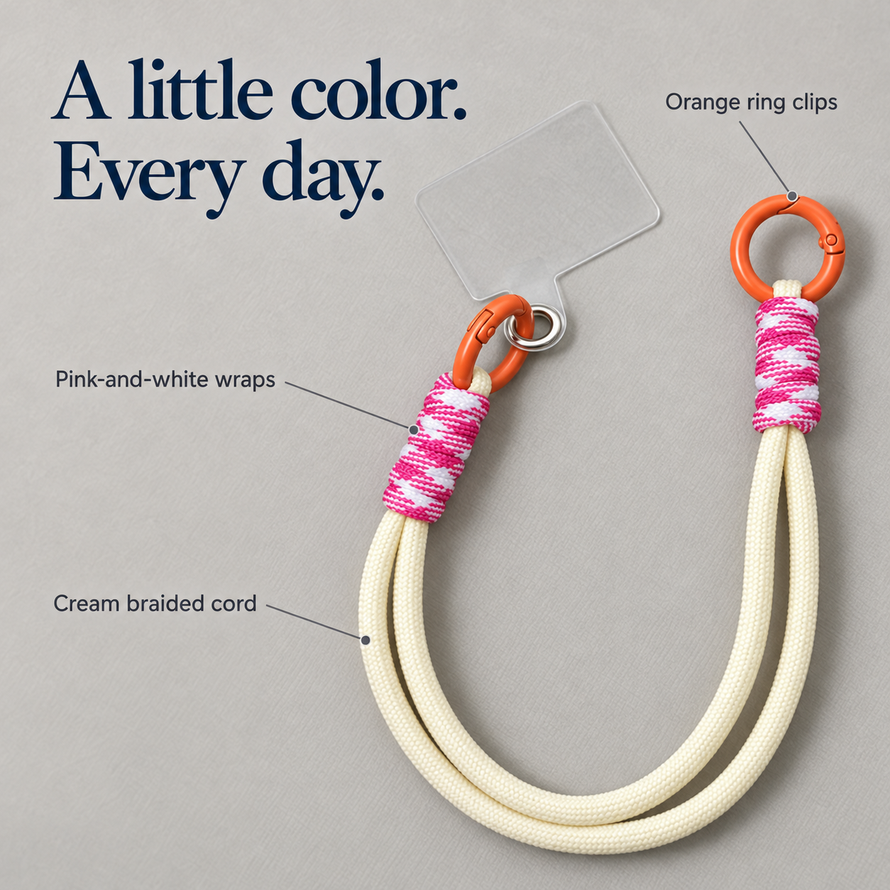 Pink Twist | Cream Phone Wrist Strap