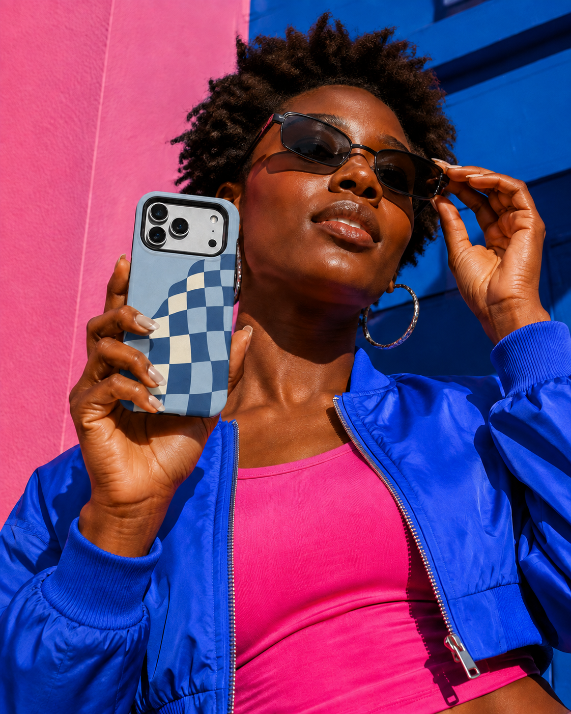 Blue Check Wave | Wavy Checkerboard Phone Case