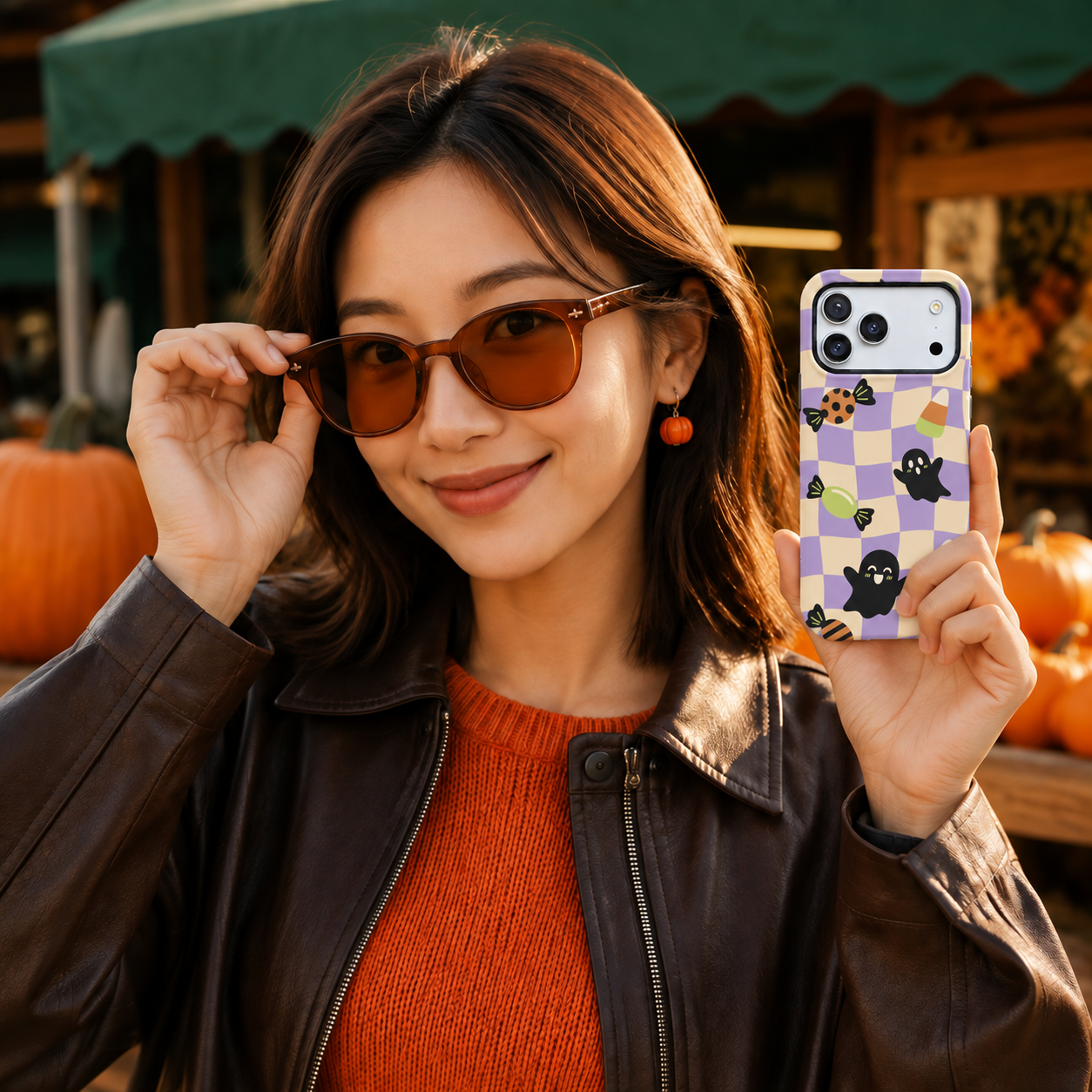 Candy Haunt | Checkerboard Ghost Phone Case