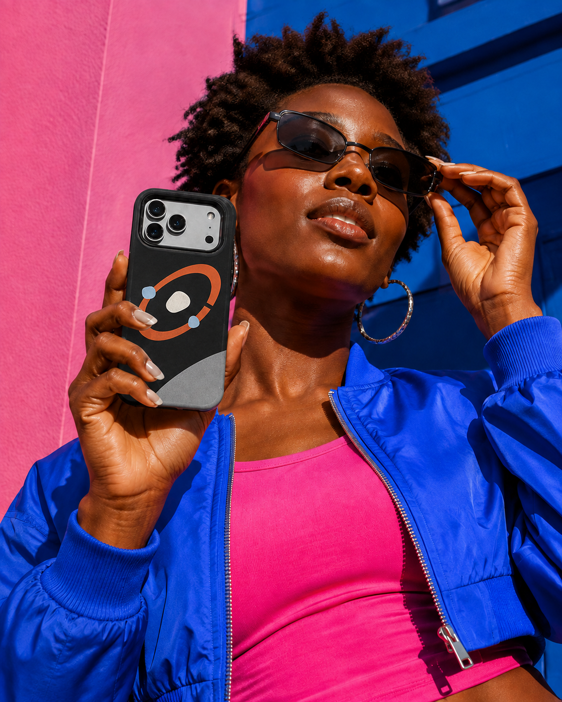 Signal Orbit | Black Abstract Phone Case