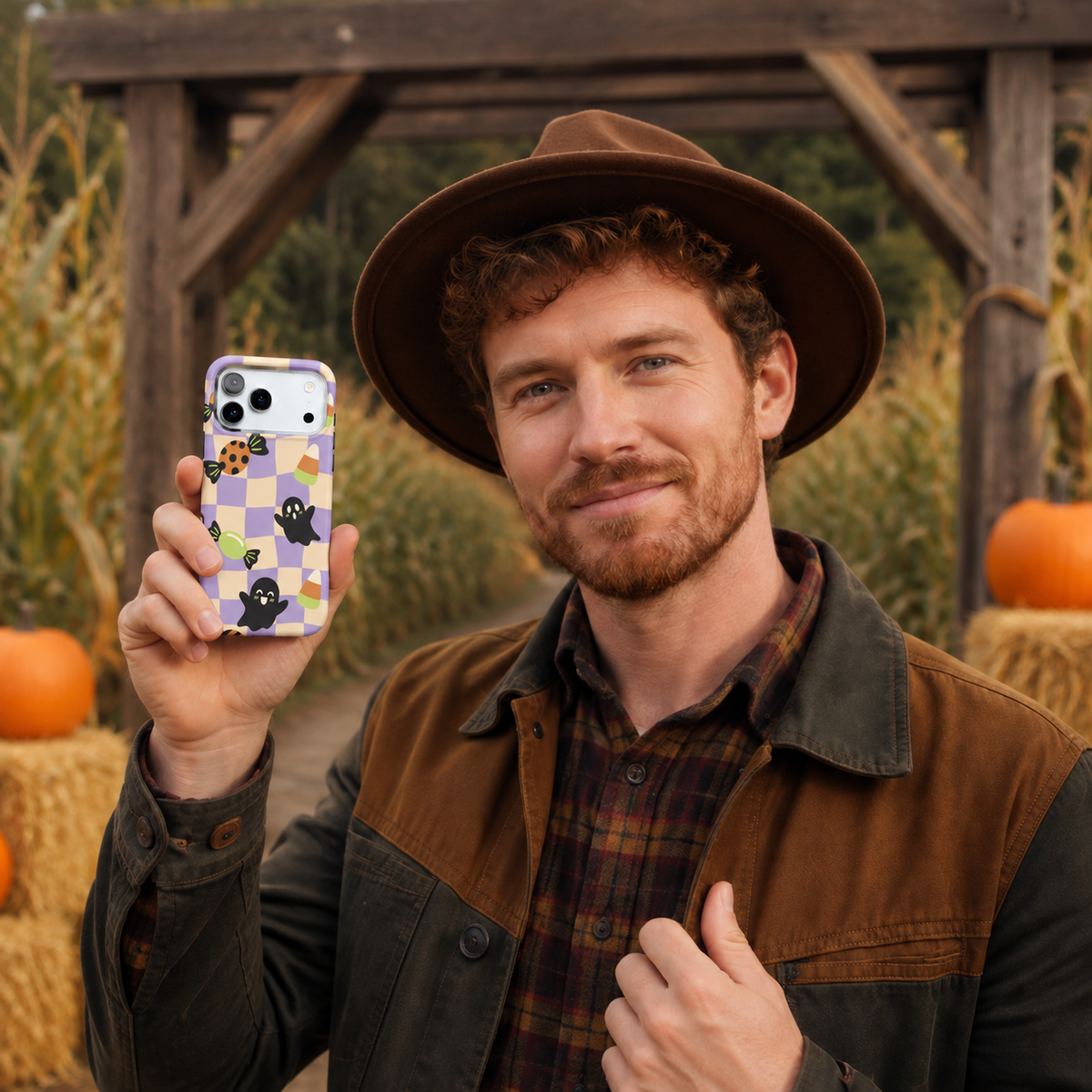 Candy Haunt | Checkerboard Ghost Phone Case