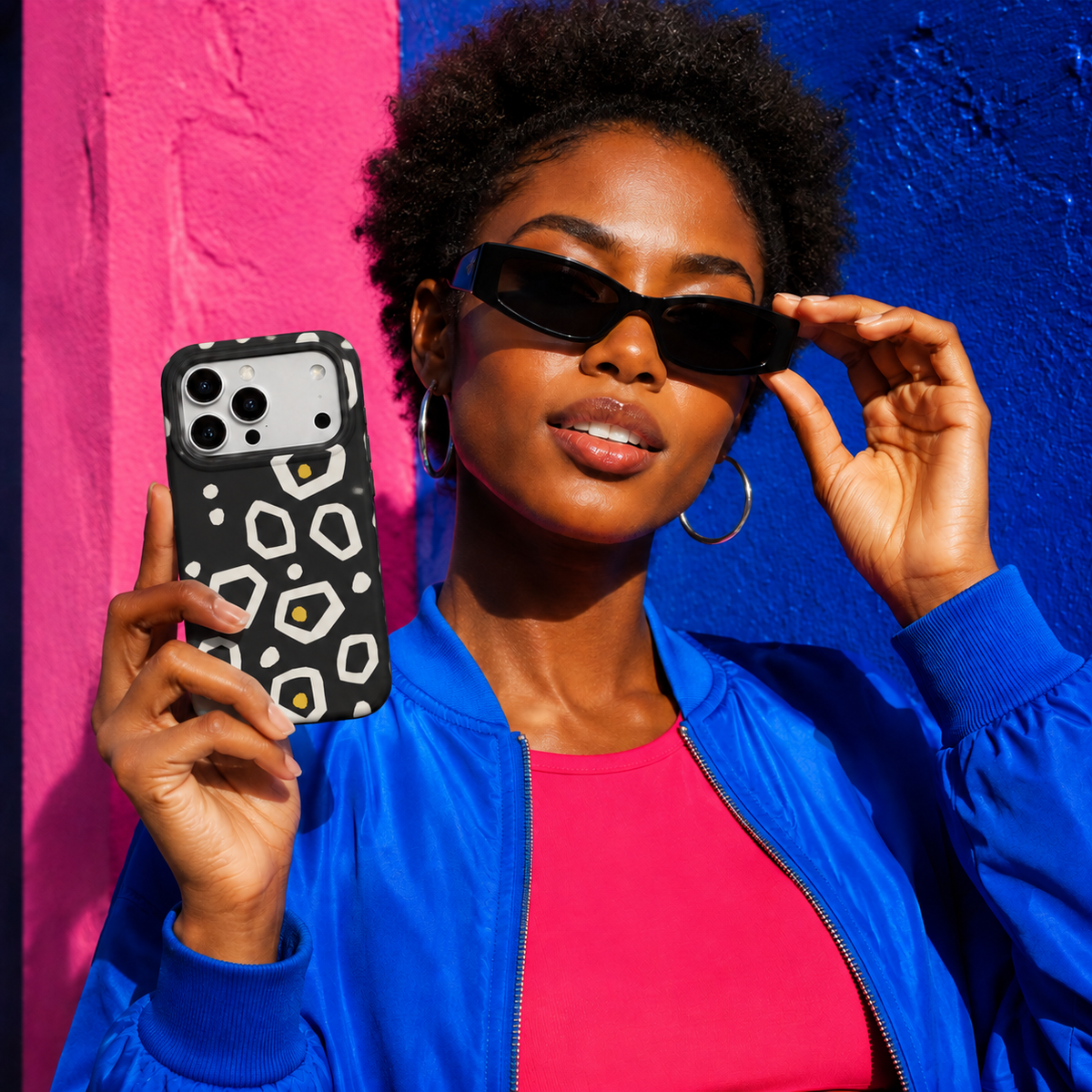 Night Pebbles | Black Geometric Phone Case