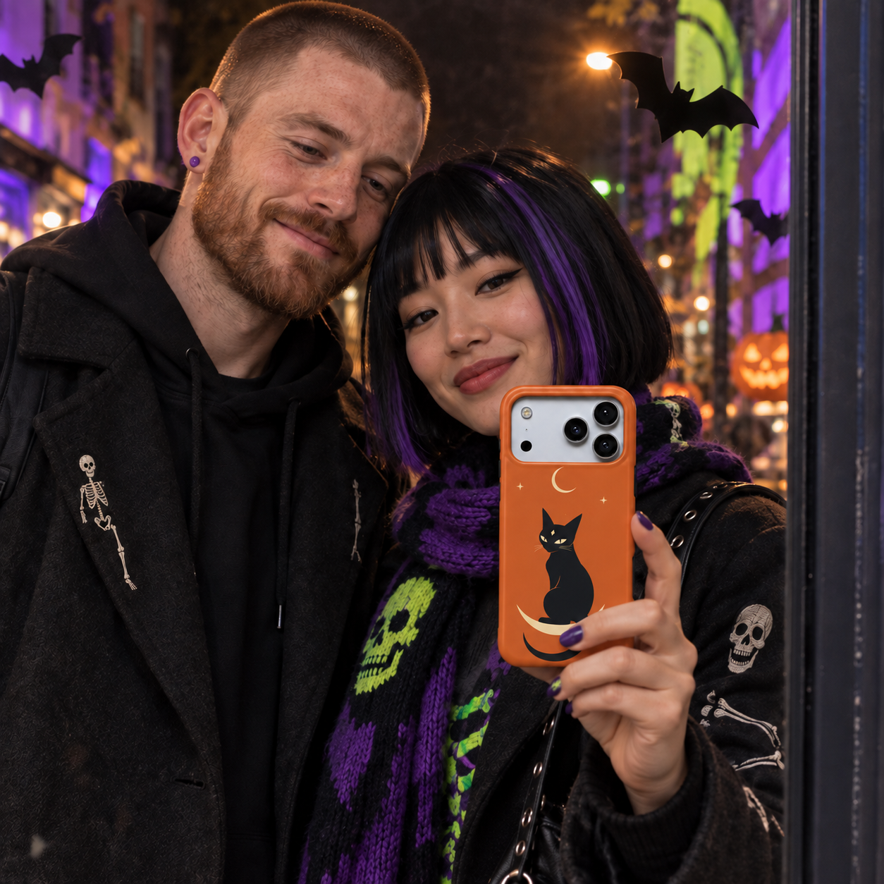 Crescent Cat | Black Cat Halloween Phone Case