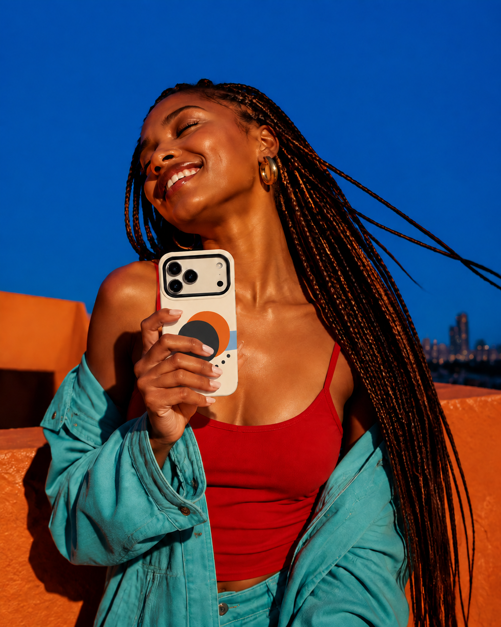 Solar Pair | Orange & Black Abstract Phone Case