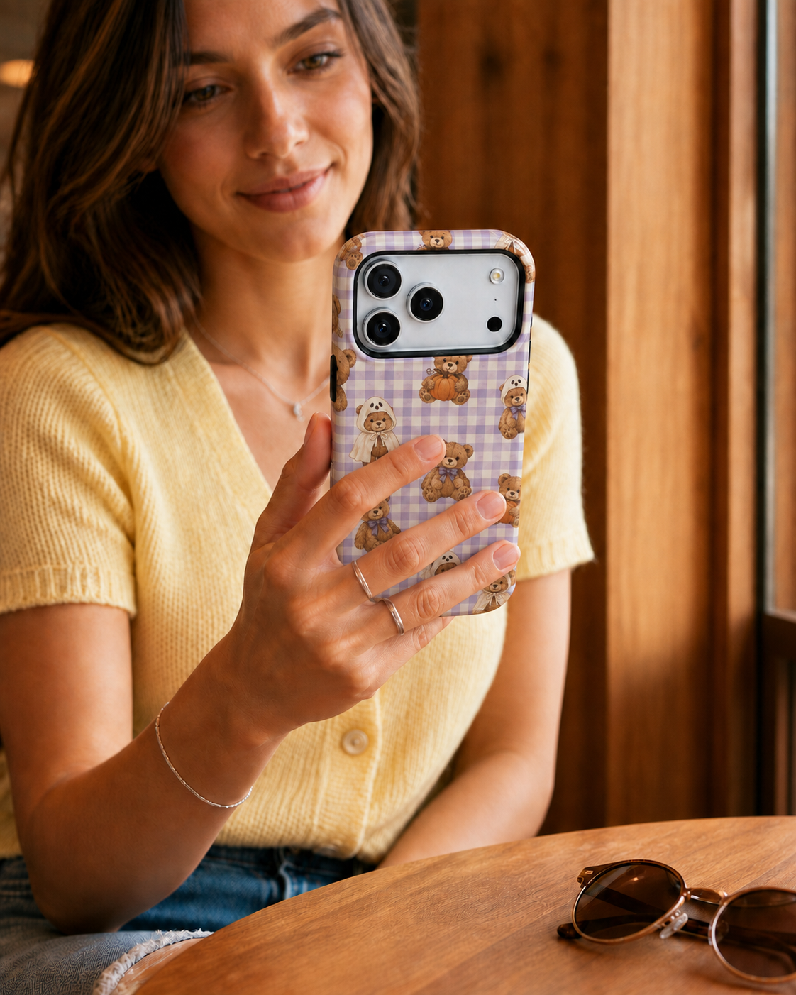 Harvest Teddies | Lavender Gingham Phone Case
