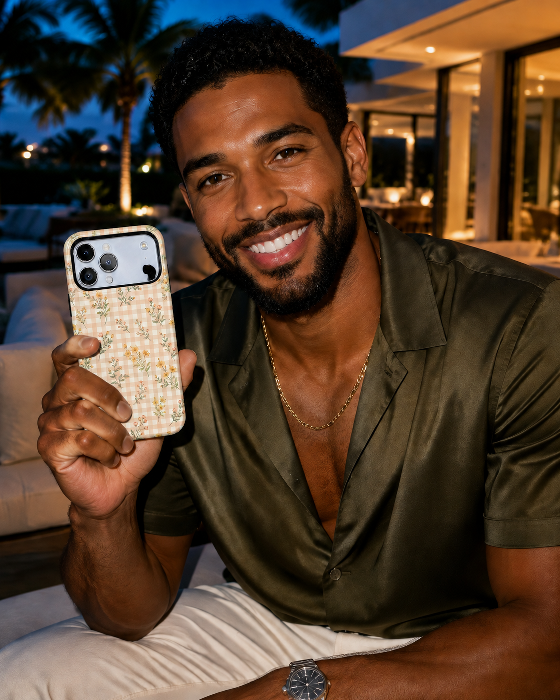 Peach Picnic | Gingham Floral Phone Case