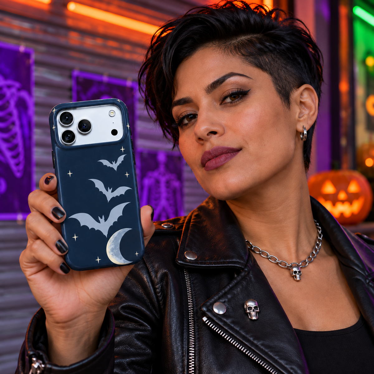 Midnight Flight | Moon & Bats Phone Case
