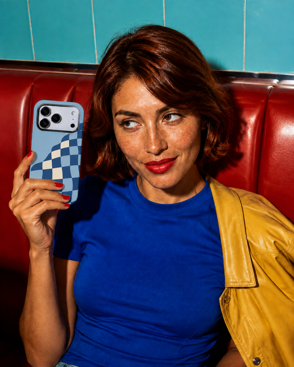 Blue Check Wave | Wavy Checkerboard Phone Case