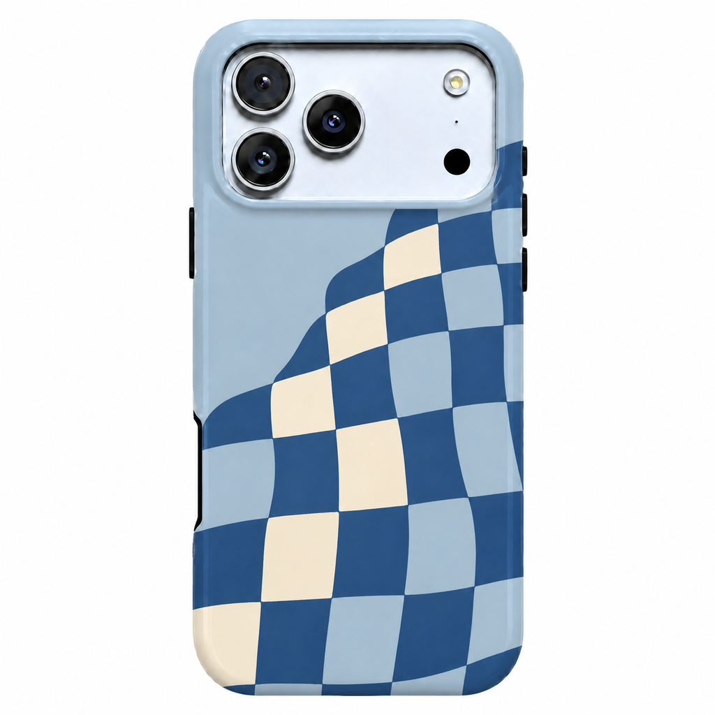 Blue Check Wave | Wavy Checkerboard Phone Case