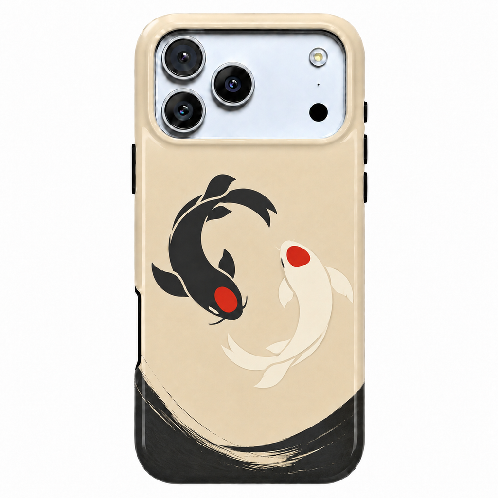 Koi Balance | Black & Ivory Fish Phone Case
