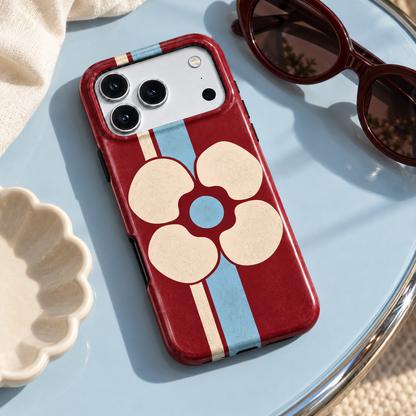 Cabernet Bloom | Retro Floral Stripe Phone Case