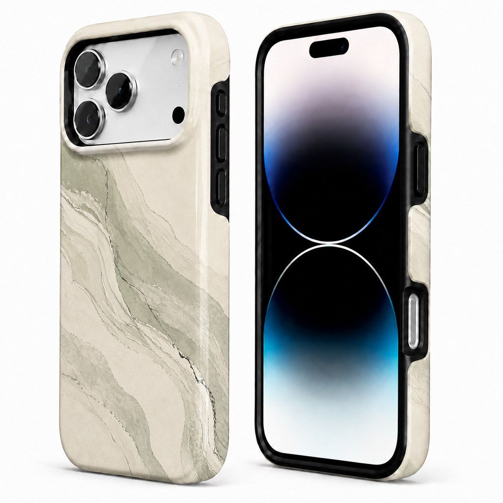 Sage Drift | Cream & Green Marble Phone Case