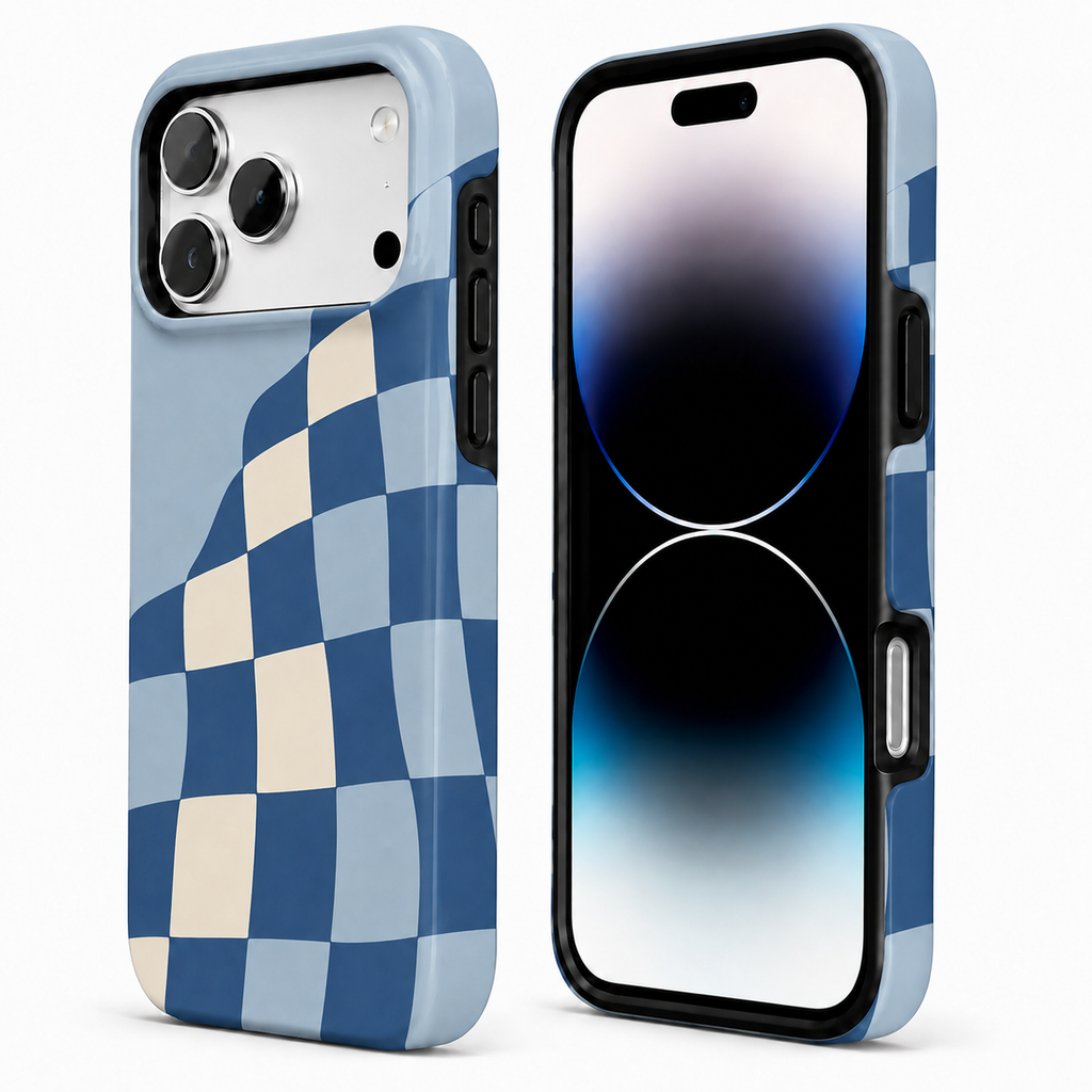 Blue Check Wave | Wavy Checkerboard Phone Case