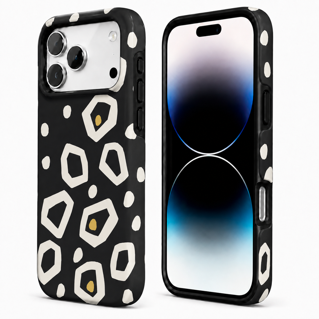 Night Pebbles | Black Geometric Phone Case