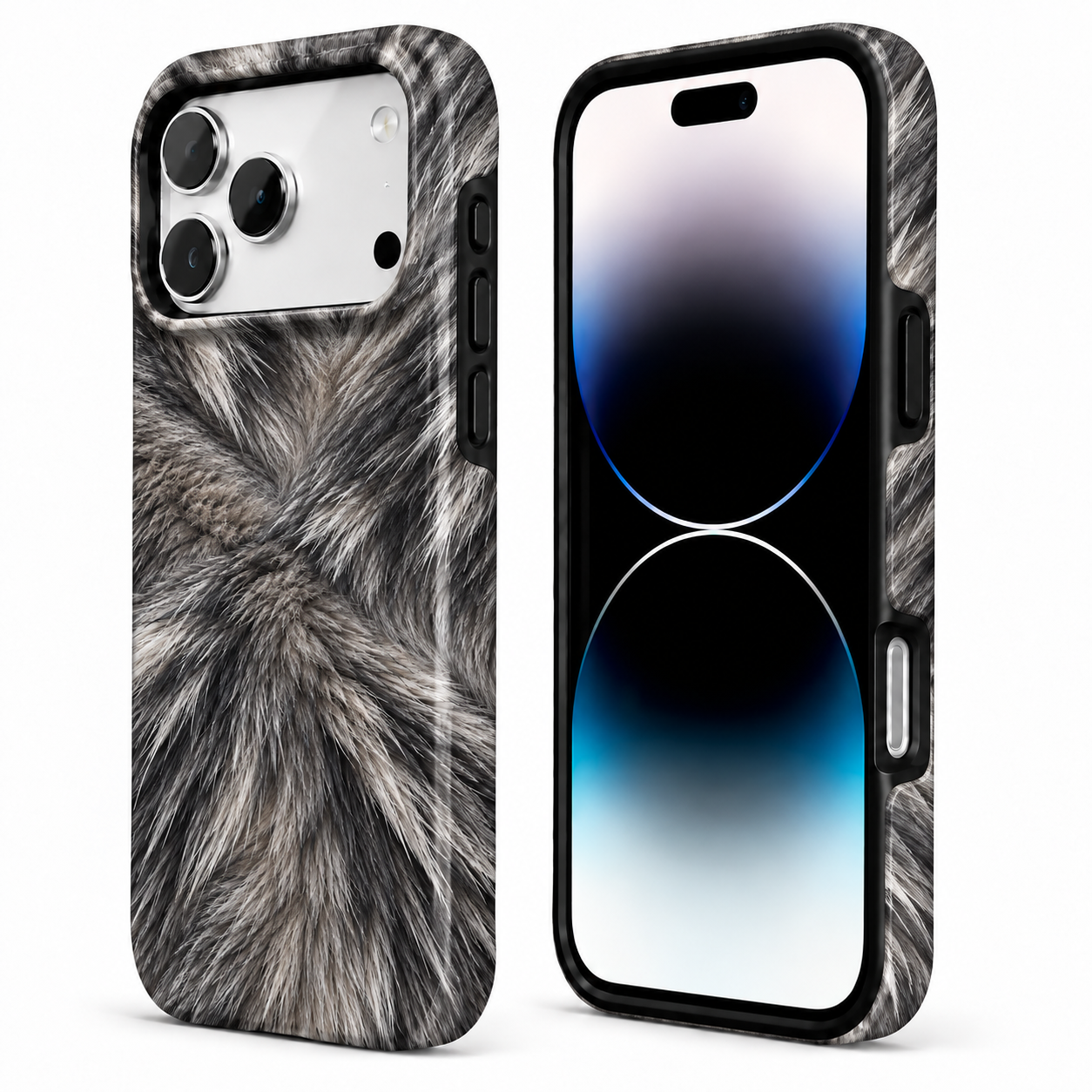 Wolf Whorl | Silver Fur-Print Phone Case