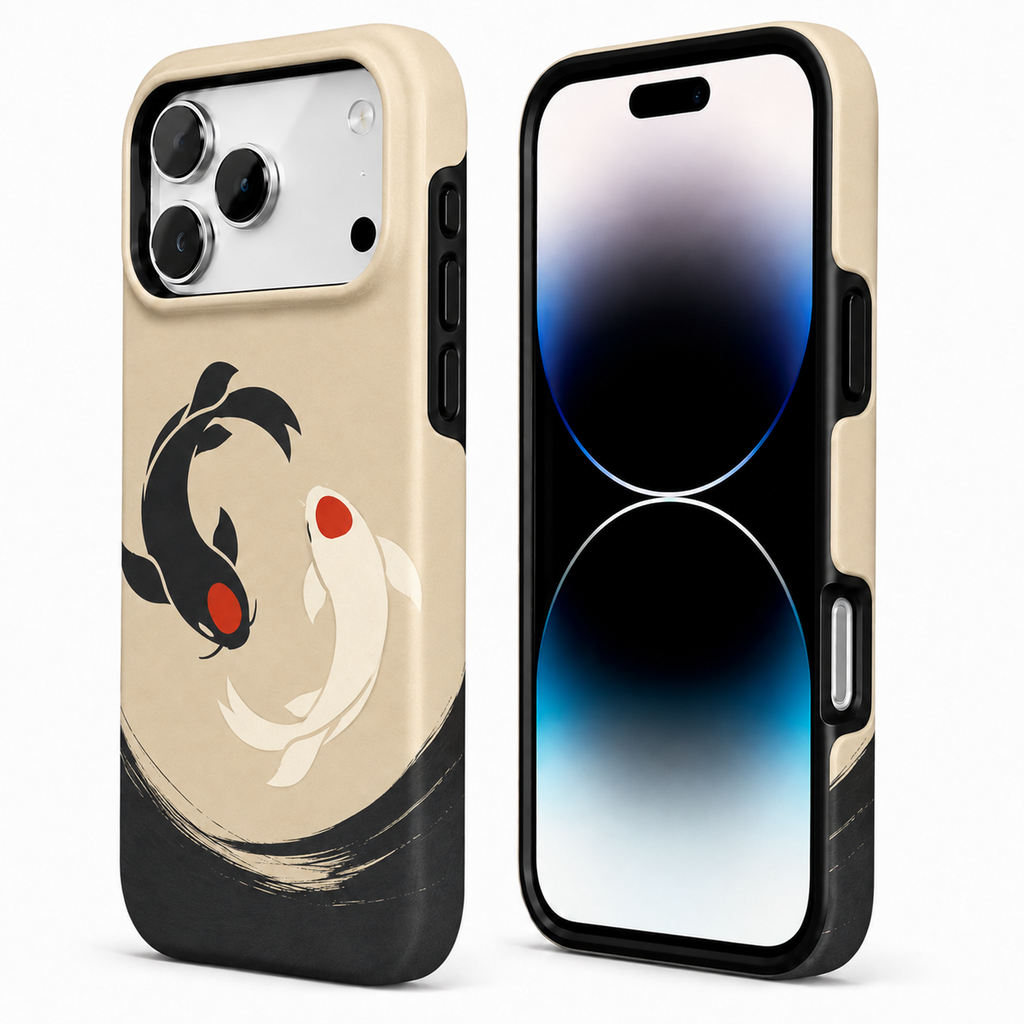 Koi Balance | Black & Ivory Fish Phone Case