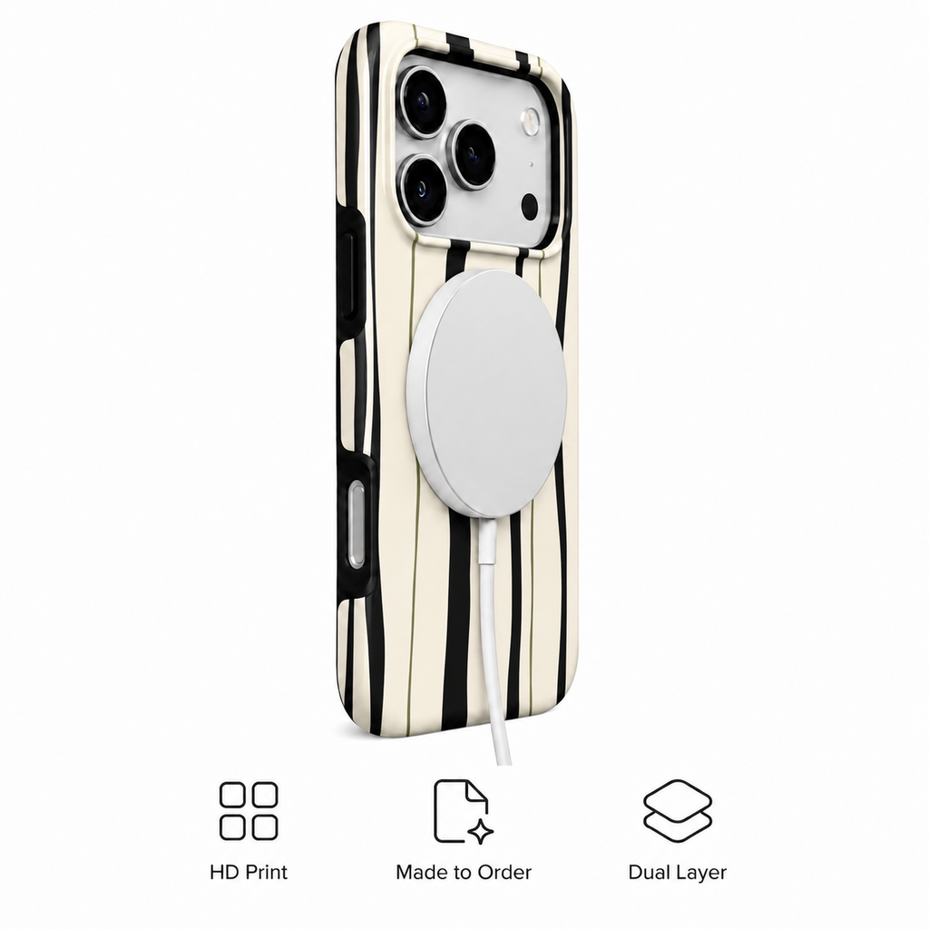 Inkline | Black & Cream Stripe Phone Case