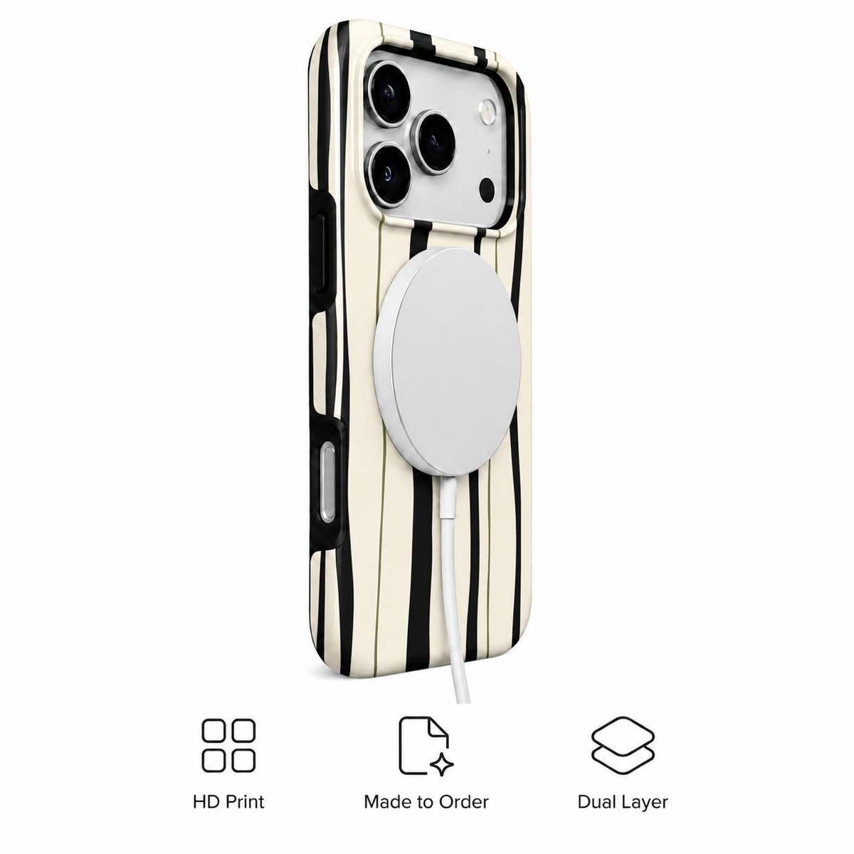 Inkline | Black & Cream Stripe Phone Case