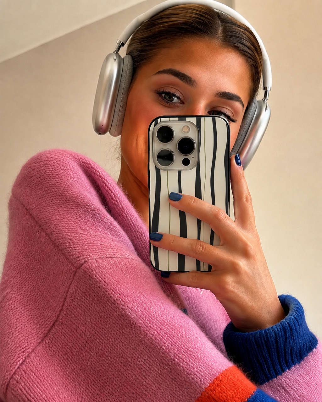Inkline | Black & Cream Stripe Phone Case